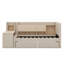 Lit de jour simple tapissier avec tiroirs, tablettes, armoires rabattables et table d'appoint-113546606