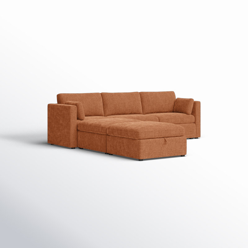 Canapé modulaire rembourré 5 pièces 112,6 po Winfree, Mélange de lin orange