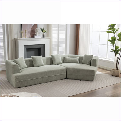 Canapés-lits, canapé modulaire 3 places avec tissu Boucle | Vert sauge