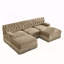 Tissu en velours confortable en forme de U respirant, canapé de style Chesterfield, jupe à franges à franges sur le plancher, conception combinée modulaire, conception ergonomique, conception capitonnée à boutons, pour chambre à coucher, chameau