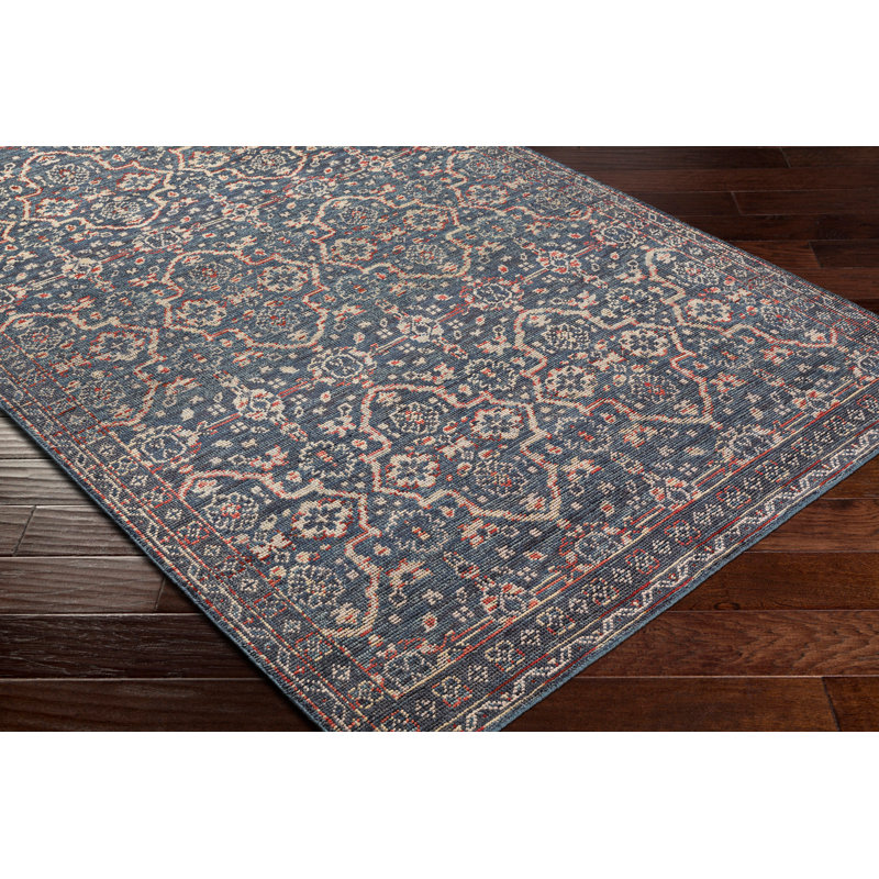 Smyrna Oriental Hand-Knotted Wool Charcoal Area Rug, Rectangle 2' x 3'