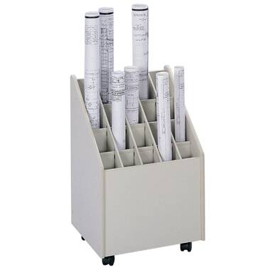 AdirOffice 50-Compartment White Mobile Wood Roll File Storage