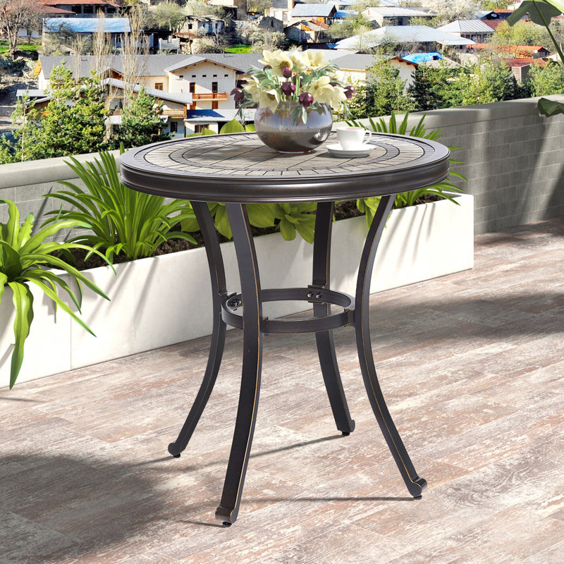 Renita Round Metal Outdoor Dining Table , 28'' in. W 28'' in. D