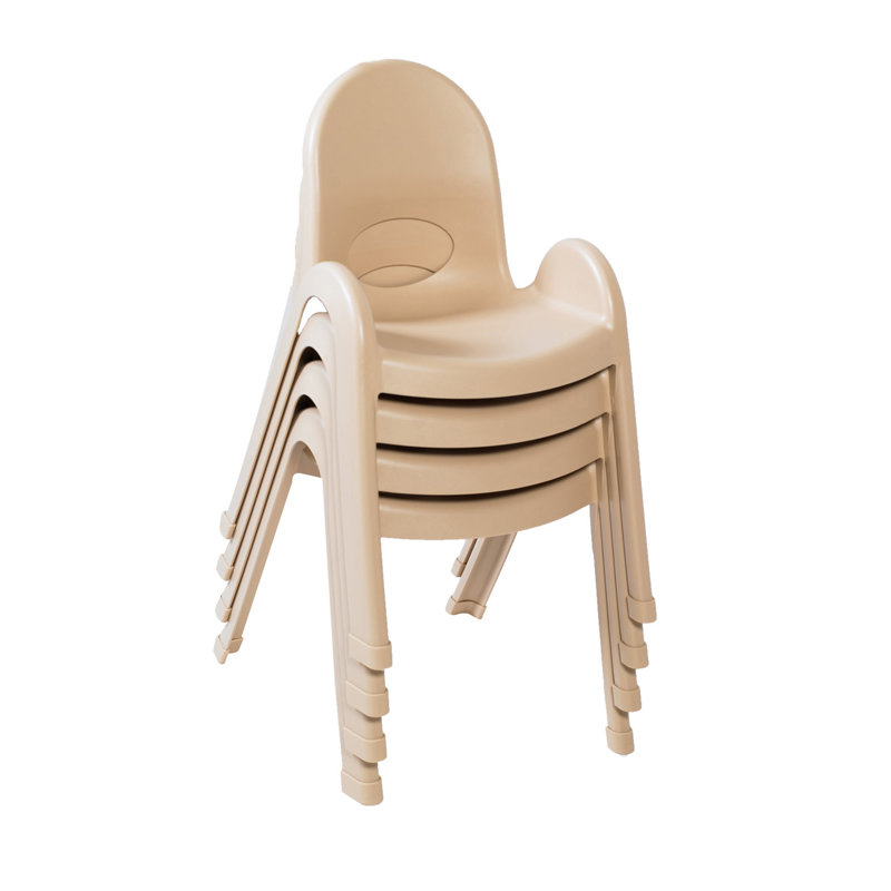 Blue Plastic Stacking Child Chairs, 4-Pack, 13" Seat Height