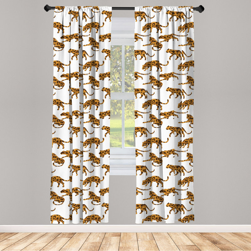 Rideaux 4 panneaux East Urban Home Jaguar brun clair et brun 74468, L 56 po x L 63 po