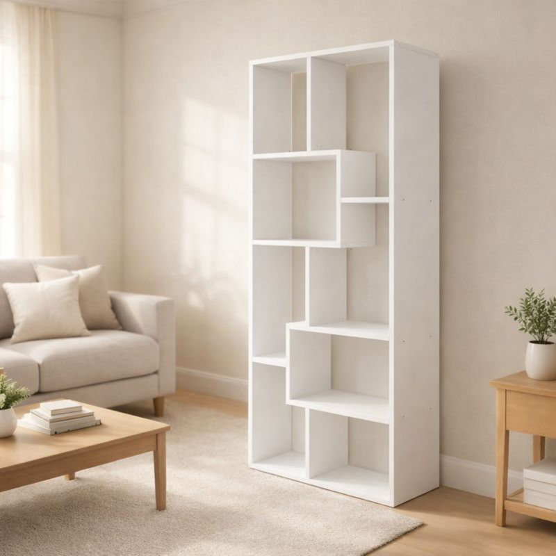 Bibliothèque asymétrique à 5 niveaux, Blanc