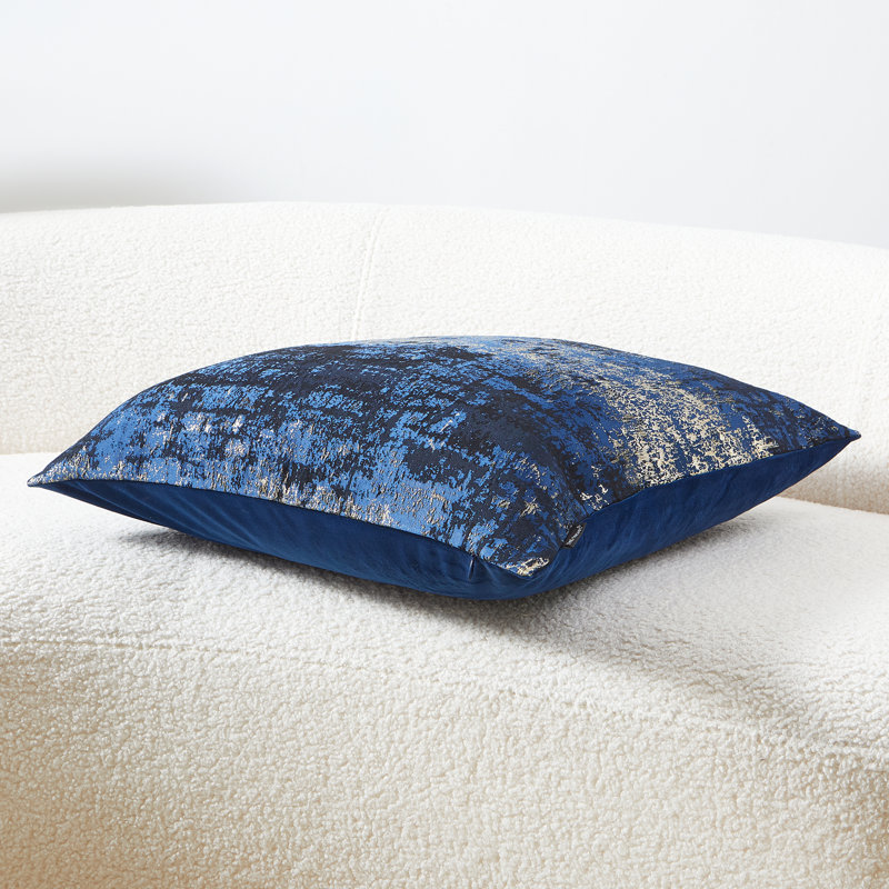 Navy and Gold Jacquard Velvet 20" Throw Pillow Cover