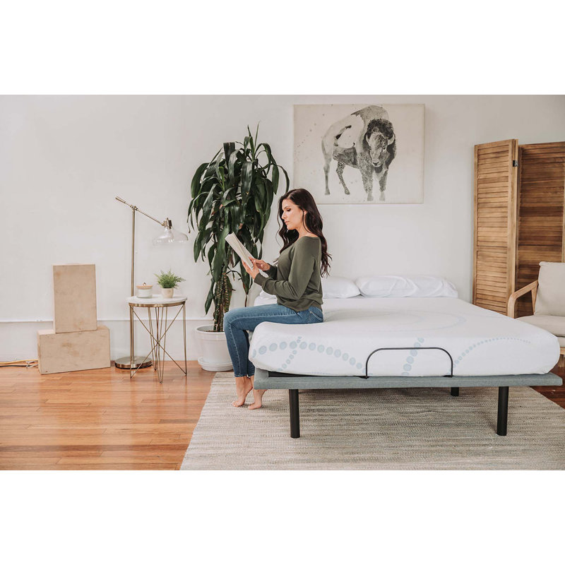 Matelas en mousse viscoélastique 8 "Sleep en blanc / bleu clair, Très grand lit simple