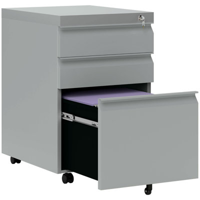 39cm Wide 3 -Drawer Mobile Steel File Cabinet