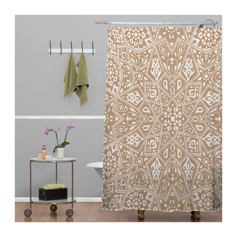 Rideau de douche simple Giffin Amirah Neutre + crochets