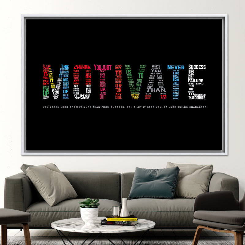 Motivational Canvas Art - Inspirational Quote Wall Decor Ideal for Home or Office Gift, 33" H x 45" W, White