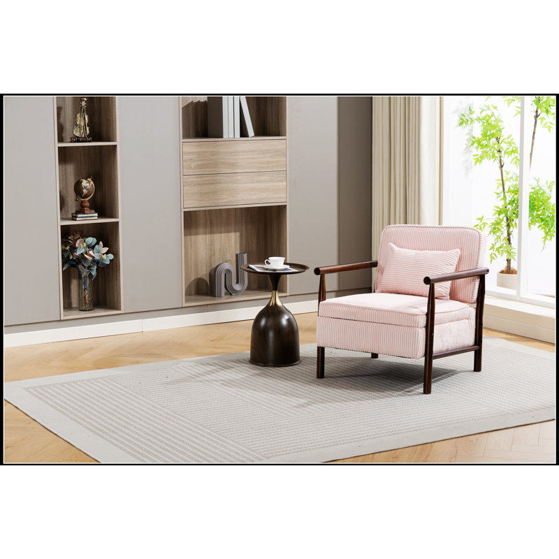 Fauteuil d'appoint moderne du milieu du siècle avec structure en bois, fauteuils de salon rembourrés avec coussin lombaire pour une lecture et une détente confortables