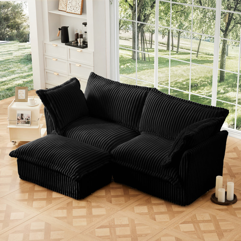 Canapé modulaire à 2 places Australis, Chenille crème, H 34,6 po x l 120 po x P 33 po