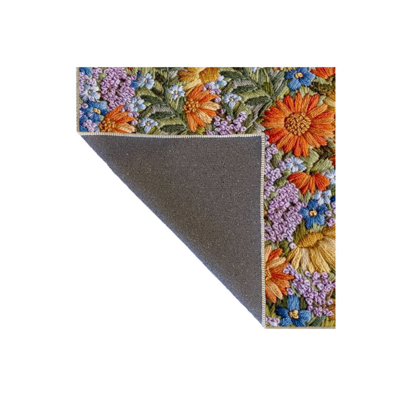 Tapis floral multicolore lavable à la machine, Carré 3 pi 11 po