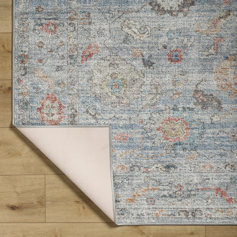 Petra Denim/Gray Machine Washable Area Rug, Rectangle 2'7" x 4'