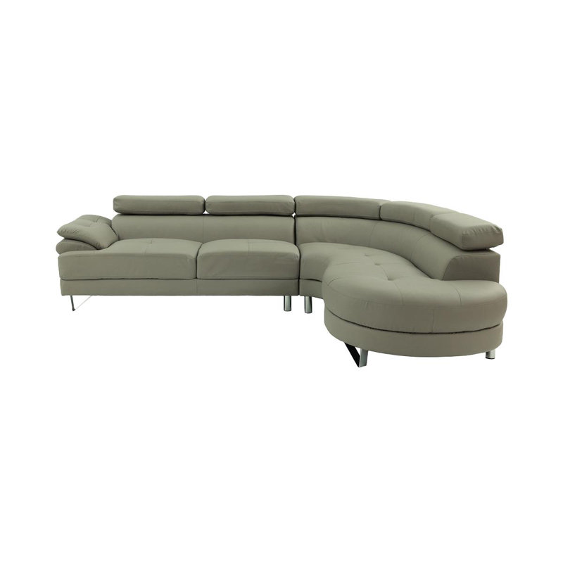 Dederang 2 - Piece Faux Leather Sectional, Light Gray Faux Leather