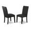 L'ensemble de 3 tables de salle à manger modernes comprend une table rectangulaire en bois avec feuille papillon et 2 chaises Parson en tissu de couleur noire, noir-1144581400-1144581402-1144581405