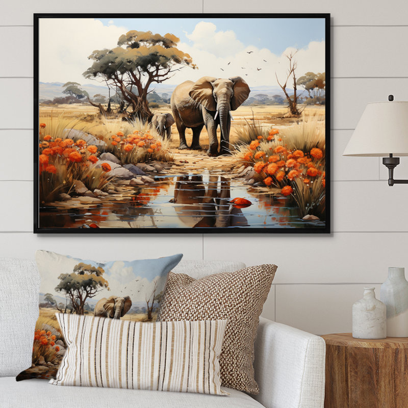 African Natures Symphony sur impression sur toile, H 24 po x l 32 po, Cadre flottant noir