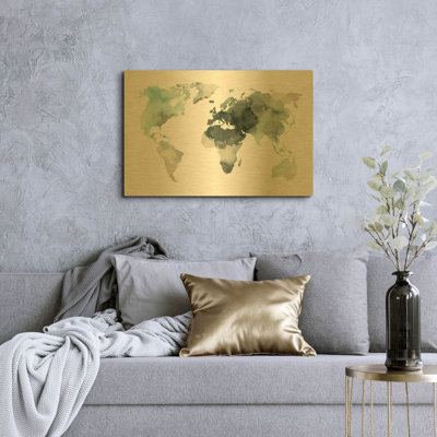 'Water World MF969-0978' By Design Fabrikken Gold Metal Wall Art, 36" x 24"