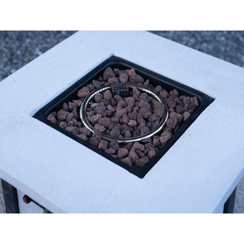 Foyer de table d'extérieur au gaz propane de 25 po de hauteur - procédé de sculpture résistant aux températures élevées de 50 000 BTU pour des matériaux écologiques avec l'effet du grain de charbon