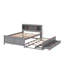 Lit plateforme double avec tête de lit de rangement, lit gigogne, port USB et tiroirs-2033872831
