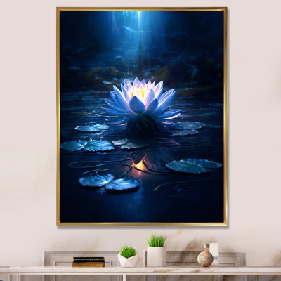 «Blossoming White Lotus In Blue Moon Pond I», reproduction sur toile