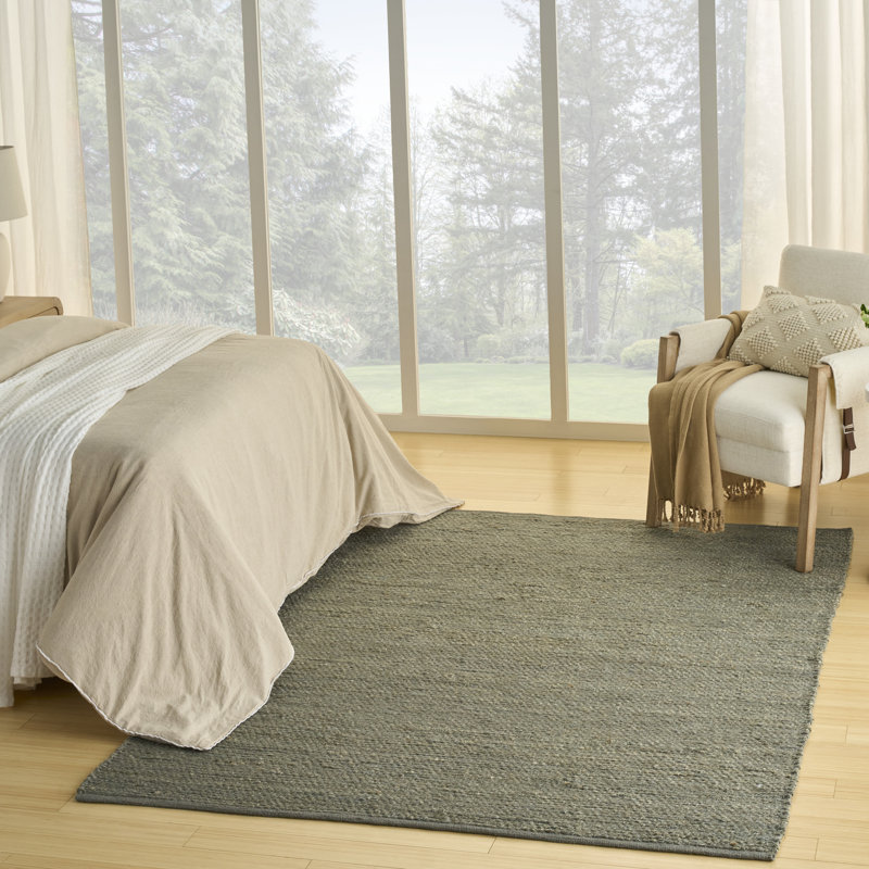 Tapis tissé à plat de couleur unie Gerri, Rectangle 5 pi x 7 pi, Tanné