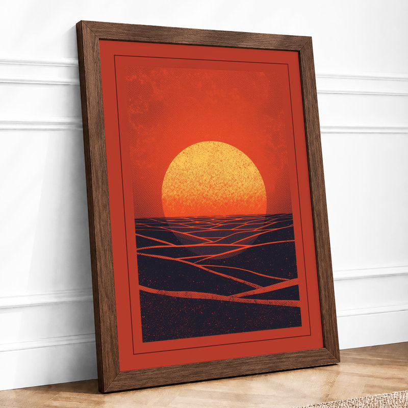 Sun Over Turbulent Sea Coastal - Print, Walnut, A4 - 29.7 x 21.0 cm