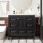 Ensemble de meuble-lavabo 36 po avec lavabo en résine, armoire de rangement en bois massif, ensemble de meuble-lavabo autoportant avec 5 tiroirs et portes à fermeture douce-107088077