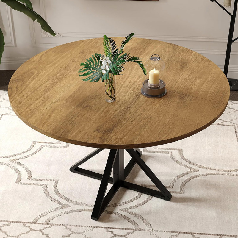 Table de salle à manger ronde pour 4, table de salle à manger 47 ", table circulaire, table de salle à manger, Brun