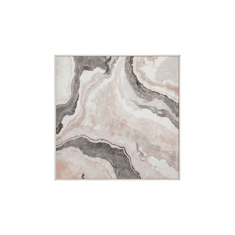 Machine Washable Beige Area Rug, Square 3'