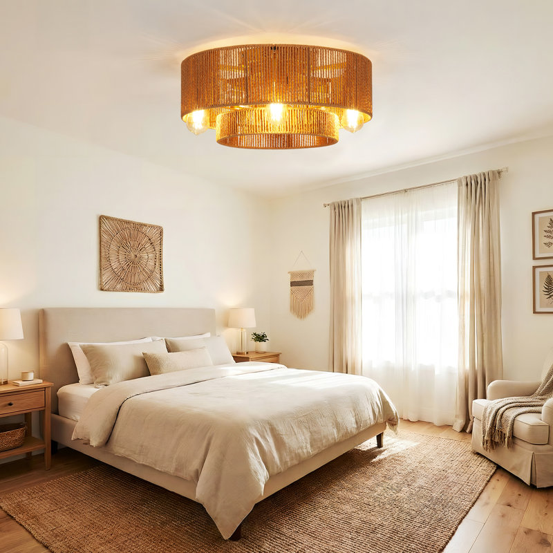 Ventilateur de plafond en cage avec lumière Boho