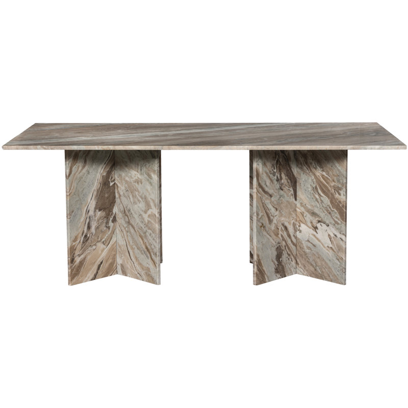 Verona Genuine Marble Dining Table, 78"  L x 39" W, Brown