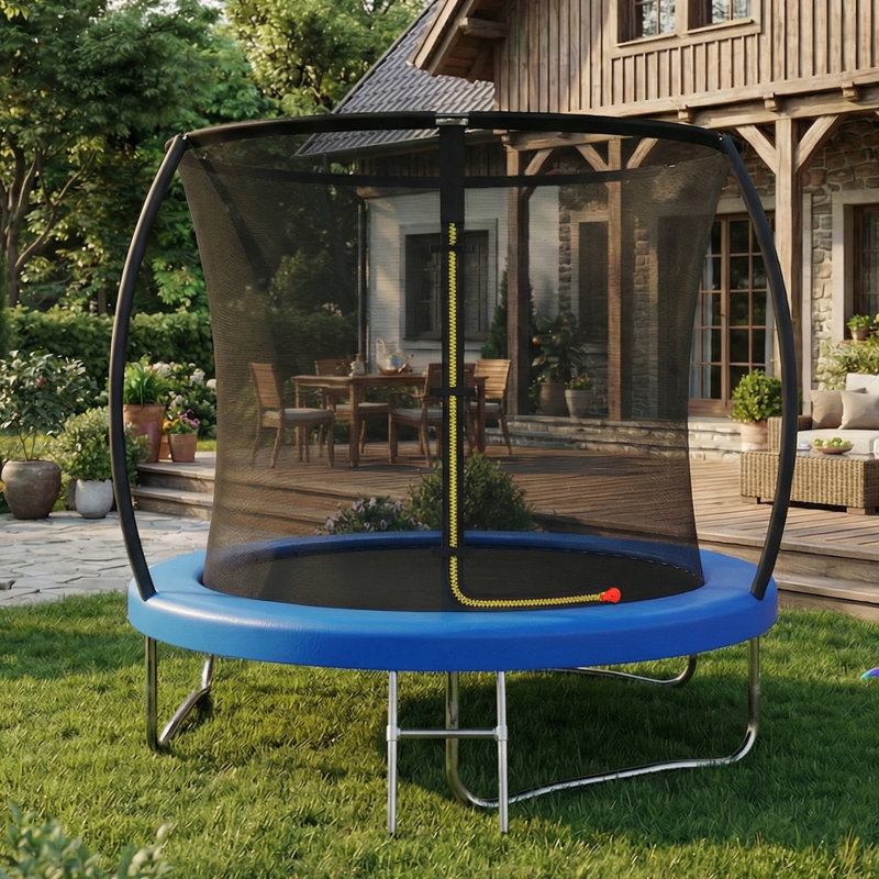 Maxway Furniture 290cm Rounded Back Backyard Trampoline with Safety Enclosure, Blue