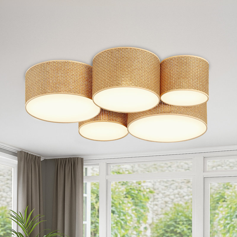 5-Light Hand Woven Drum Flush Mount
