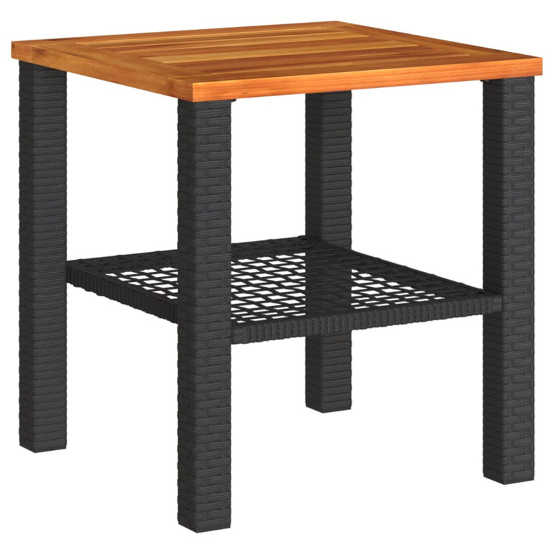 Bay Isle Home? Patio Table Poly Rattan Acacia Wood, Black and brown