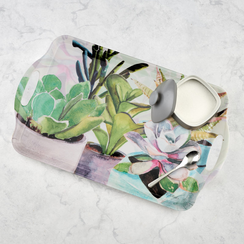 Grand plateau de rangement en mélamine Pimpernel Succulents 18,9 po x 11,6 po