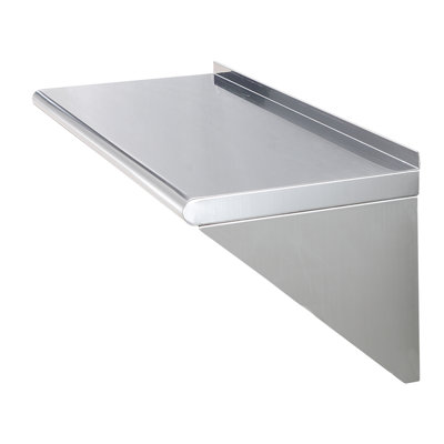 Tablette de 14 po x 36 po en acier inoxydable, étagère murale flottante avec supports, tablettes commerciales d'une capacité de charge de 300 lb, support de rangement robuste pour restaurant, cuisine, bar, maison et hôtel