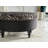 Gaze 35" Wide Round Animal Print Cocktail Ottoman, Black