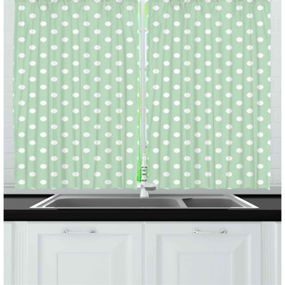 Polka Dots Pointed Kitchen Curtain