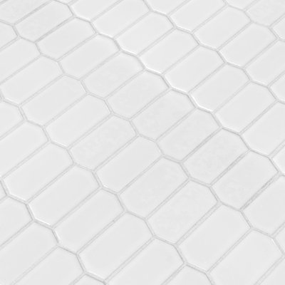 Retro Picket Bianco Silica White Spire 11 in. x 14 in. Glossy Porcelain Mosaic Floor and Wall Tile