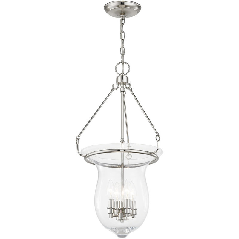 Luminaire suspendu d'extérieur 27 po, Nickel poli / Transparent