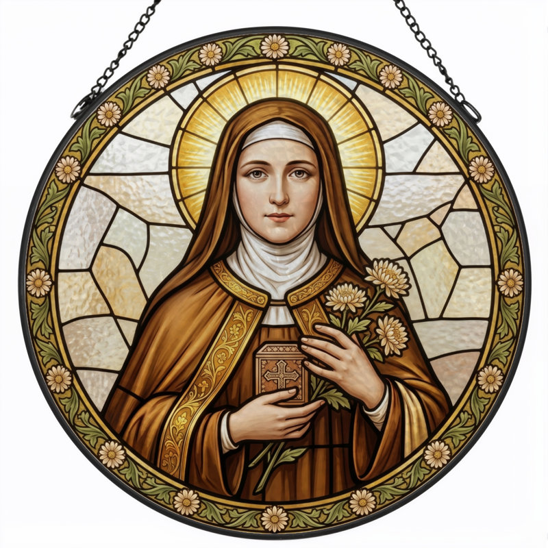 Vitrail Saint Portrait ， H 12 po, 12"H