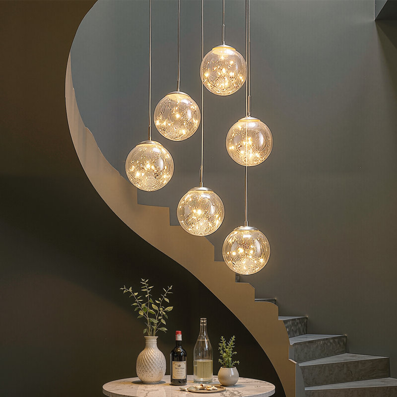 6 - Light Stainless Steel Chandelier Pendant