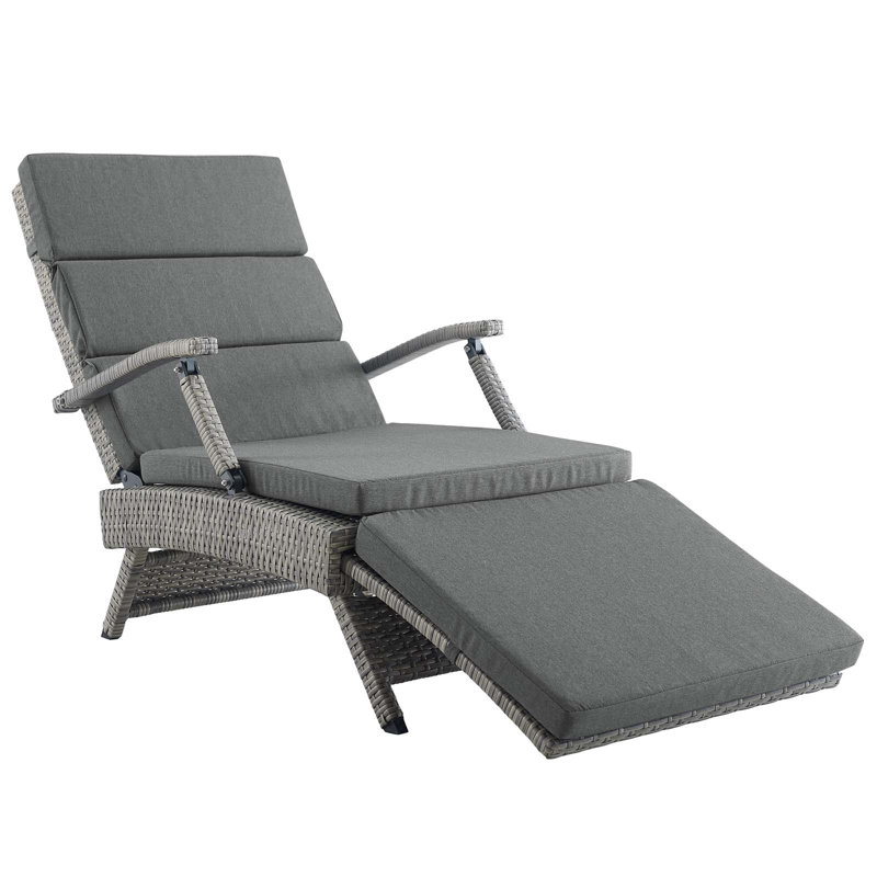 Envisage Chaise Outdoor Patio Wicker Rattan Lounge Chair, Charcoal