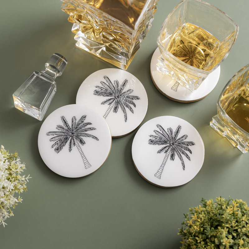 Ensemble de 4 sous-verres en bois de manguier avec imprimé