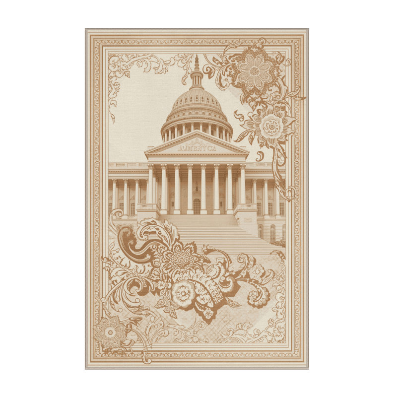 Soft Plush Carlingcott White House Dc Classic Oriental Area Rug in Beige – Beige Binding, 4x6