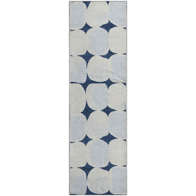 Premium Machine Washable Prisco Navy Rug