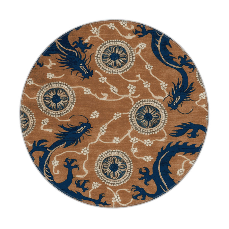 Tapis d'intérieur et d'extérieur brun français, Rond 5 pi
