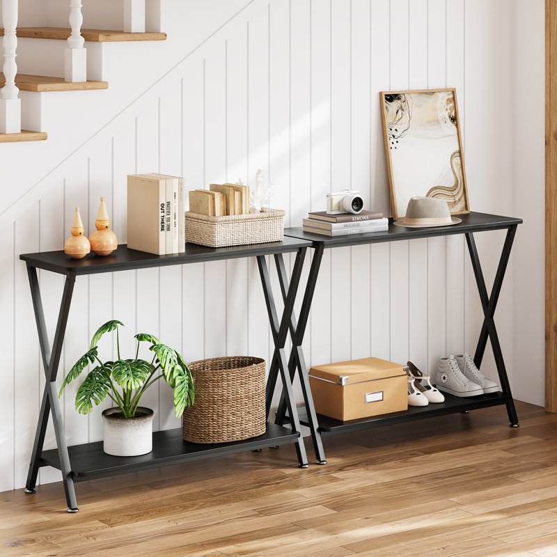 Console Table, 81cm H x 80cm W x 30cm D, Black, Black
